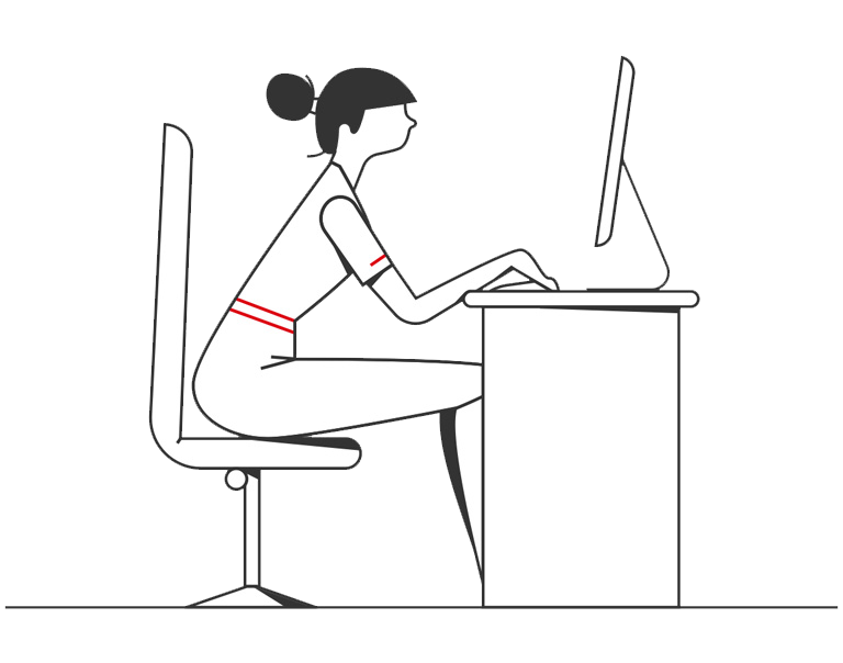 An office lady infront of the computer